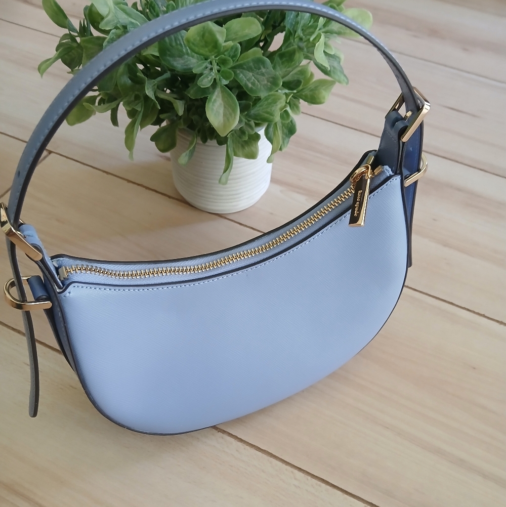 Kate Spade Madison Saffiano Leather Blue Crescent Shoulder/Crossbody Bag NWOT - Picture 4 of 12